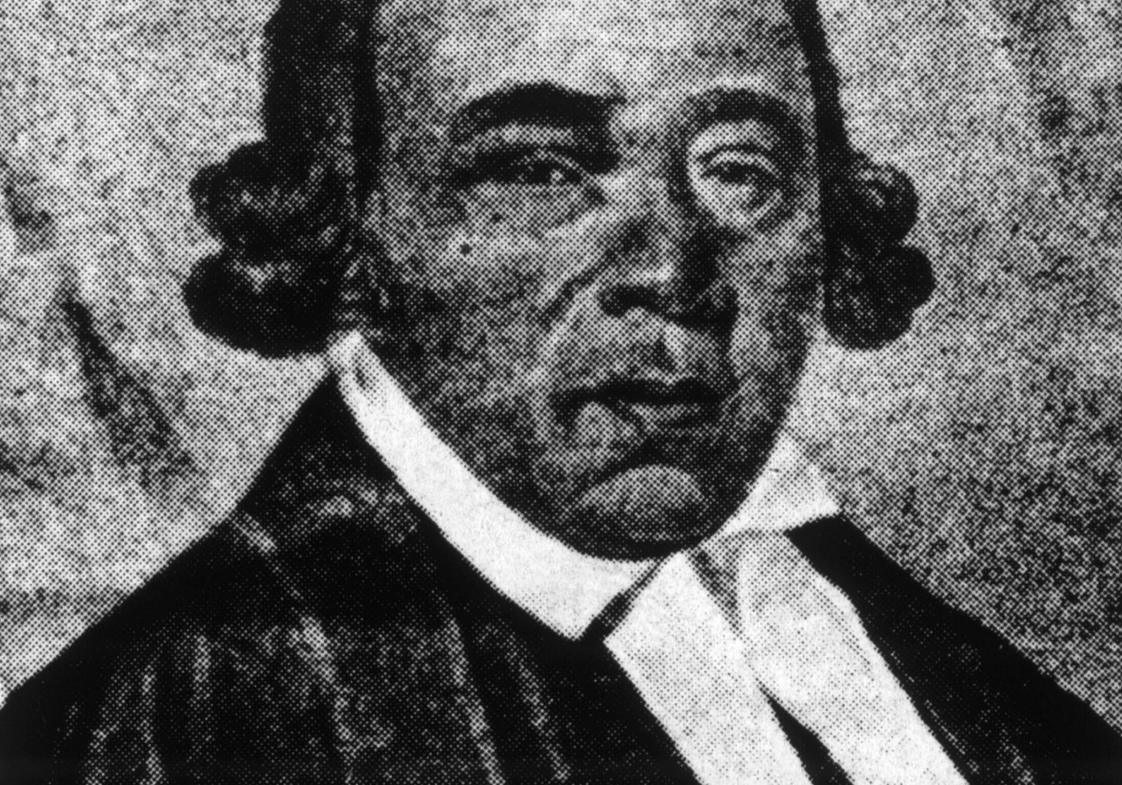 Black-and-white engraved portrait of Absalom Jones, the first Black priest in the Episcopal Church. He is shown wearing clerical clothing with a white cravat and dark robe, his hair styled in 18th-century fashion.